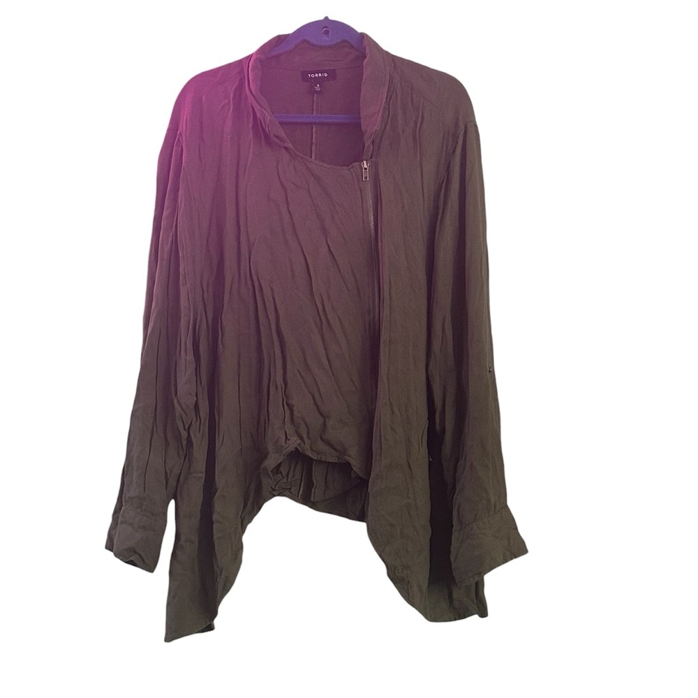 Torrid Olive Green Asymmetrical Zip Jacket Size 5X
